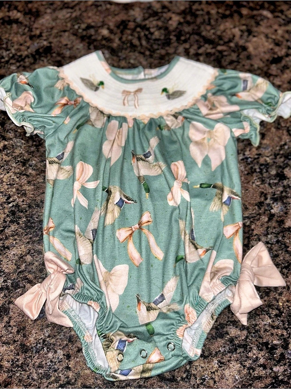 The Chippy Cottage Mallard Duck Smocked Bubble Bodysuit